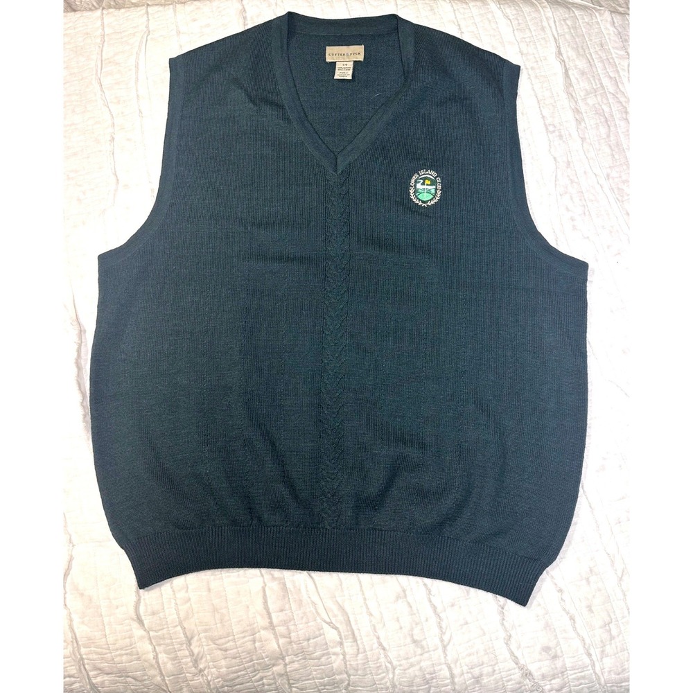 Vintage Cutter & Buck Merino Wool Sweater Vest Lowes Island Club Golf Club L